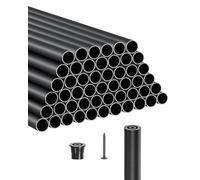 VEVOR Balaustres de Escalera de Aluminio 81,3 cm Barandilla de Metal Redonda 51 Piezas Barandilla Hueca para Terraza con Tapas de Riel y Tornillos para Escaleras, Porches, Patios, Balcón, Negro