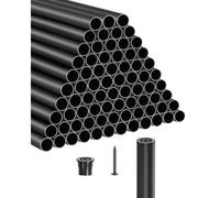 VEVOR Balaustres de Escalera de Aluminio 81,3 cm Barandilla de Metal Redonda 101 Piezas Barandilla Hueca para Terraza con Tapas de Riel y Tornillos para Escaleras, Porches, Patios, Balcón, Negro