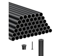 VEVOR Balaustres de Escalera de Aluminio 91,4 cm Barandilla de Metal Redonda 51 Piezas Barandilla Hueca para Terraza con Tapas de Riel y Tornillos para Escaleras, Porches, Patios, Balcón, Negro