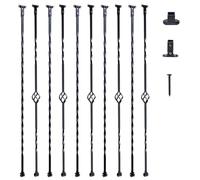 VEVOR Balaustres de Metal para Escaleras Barras de Barandilla Decorativas 1122 mm Acero Galvanizado 10 Barras de Canasta Giro Simple con Zapatos, Tornillos para Barandilla de Escalera en Caracol