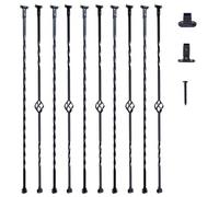VEVOR Balaustres de Metal para Escaleras Barras de Barandilla Decorativas 1122 mm Acero Galvanizado 10 Barras de Canasta Giro Simple con Zapatos, Tornillos para Barandilla de Escalera en Caracol