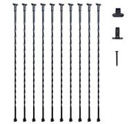 VEVOR Balaustres de Metal para Escaleras Barras Decorativas de Acero Galvanizado de 1122mm 10 Balaustres de Seguridad Huecos Estilo Torcido con Zapatos Tornillos para Barandilla de Escalera en Caracol