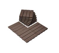 VEVOR Azulejos Entrelazados para Terraza, de Plástico y Madera, para Uso en Exteriores, Resistentes al Agua, para Todo Tipo de Climas, para Terrazas, Porches, Marrón Oscuro, 300 x 300 x 20 mm, 27 uds
