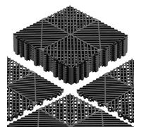 VEVOR Baldosas para Garaje Entrelazadas, 310 x 310 mm, Paquete de 12 Piezas, Azulejos de Drenaje de Polipropileno, Autoventilado, Antideslizante, Suelo Modular para Cocina Piscina Baño, Color Negro