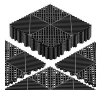 VEVOR Baldosas para Garaje Entrelazadas, 310 x 310 mm, Paquete de 12 Piezas, Azulejos de Drenaje de Polipropileno, Autoventilado, Antideslizante, Suelo Modular para Cocina Piscina Baño, Color Negro