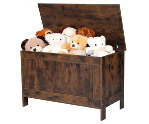VEVOR Banco de Almacenaje Infantil Multifuncional, Hecho de MDF, Caja de Juguetes de Madera, con Bisagra de Seguridad, Arcón para Sala de Juegos, Salón o Recibidor, 754 x 389 x 480 mm, Marrón