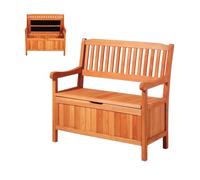 VEVOR Banco de Almacenamiento de Madera 106,5 x 58,5 x 90,1 cm para 2 Personas con Asa Lateral Baúl de Terraza Soporta hasta 319,8 kg Asiento Exterior Resistente para Porche, Patio, Jardín, Balcón