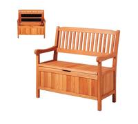 VEVOR Banco de Almacenamiento de Madera 106,5 x 58,5 x 90,1 cm para 2 Personas con Asa Lateral Baúl de Terraza Soporta hasta 319,8 kg Asiento Exterior Resistente para Porche, Patio, Jardín, Balcón