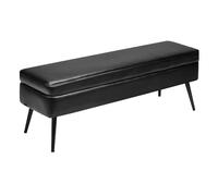VEVOR Banco de Cuero con Almacenaje, Banco Tapizado de Cuero Sintético de 400 x 1200 x 450 mm con Almacenaje y Patas de Metal, Cojín de Espuma, para Sala de Estar, Comedor y Pasillo, Negro