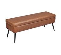 VEVOR Banco de Cuero con Almacenaje, Banco Tapizado de Cuero Sintético de 400 x 1200 x 450 mm con Almacenaje y Patas de Metal, Cojín de Espuma, para Sala de Estar, Comedor y Pasillo, Marrón