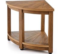 VEVOR Banco de Ducha de Esquina con Estante de Almacenamiento, 450 × 450 × 470 mm, Poliestireno de Grano de Madera Sintética, Resistente al Agua, Taburete de Ducha para Ducha Interior y Exterior