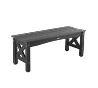 VEVOR Banco de Jardín 1130 x 400 x 435 mm Banco de Exterior para 1-2 Personas Estructura de Plástico Resistente con Almohadillas Ajustables Asiento Exterior para Patio, Jardín, Parque, Porche, Negro