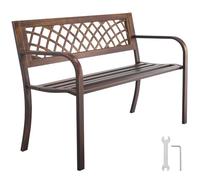 VEVOR Banco de Jardín de Metal 116 cm con Estructura de Acero al Carbono, Respaldo de Malla de PVC, Reposabrazos, Banco para Exterior, Ideal para Patio, Jardín, Parque, Porche, Color Bronce Antiguo