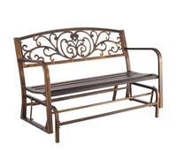 VEVOR Banco de Jardín de Metal 127 cm con Estructura de Acero al Carbono, Respaldo de Hierro Fundid, Reposabrazos, Banco para Exterior, Ideal para Patio, Jardín, Parque, Porche, Color Bronce Antiguo