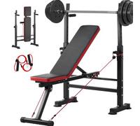 VEVOR Banco de Pesas 6 en 1 Banco de Ejercicios para Abdominales para Entrenamiento de Fuerza en el Gimnasio en Casa, 272 kg Banco Plano Inclinado y Declinado de Plegado Rápido, 1400 x 840 x 1170 mm
