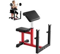 VEVOR Banco de Pesas con Extensión de Piernas, Bancos de Entrenamiento de Fuerza, Carga Máxima 200 kg, para Gimnasio en Casa, Estación de Bíceps con Mancuernas y Barra Aislada, Negro+Rojo