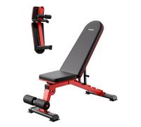 VEVOR Banco de Pesas Estable de Alta Resistencia de 544 kg para Entrenamiento de Cuerpo Completo, Ajustable, para Entrenamiento de Fuerza en el Gimnasio en Casa, 1465 x 530 x 450 mm, Negro y Rojo