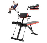 VEVOR Banco de Pesas Multifuncional para Entrenamiento de Cuerpo Completo, Banco de Hiperextensión con Silla Romana, Carga 350 kg, para Entrenamiento de Espalda, Brazos, Abdominales, Negro+Rojo