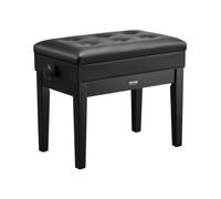 VEVOR Banco de Piano 560x340x490-580 mm Silla de Piano con Cojín Acolchado de Alta Densidad Almacenamiento para Libros de Música Taburete de Madera para Piano para Tocador, Sala de Estar, Dormitorio