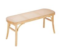 VEVOR Banco de Ratán de Madera 1100 x 368 x 468 mm, Banco Bohemio con Patas de Madera de Roble y Ratán Tejido a Mano, Capacidad de Carga de 113 kg para Dormitorio, Sala de Estar, Cocina, Color Madera