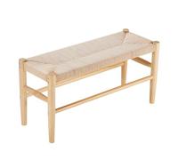 VEVOR Banco de Ratán de Madera 800 x 300 x 402 mm, Banco Bohemio con Patas de Madera de Roble y Ratán Tejido a Mano, Capacidad de Carga de 113 kg para Dormitorio, Sala de Estar, Cocina, Color Madera