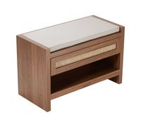 VEVOR Banco de Ratán para Zapatos de 786 x 374 x 500mm con Cajón y Cojín de Lino