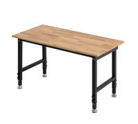 VEVOR Banco de Trabajo 122 x 60 cm, Mesa de Taller Altura Ajustable de 8 Niveles de 67-102 cm, Carga de 680 kg, Mesa de Madera Grosor del Tablero de 2 cm Marco de Metal para Oficina, Garaje, Hogar