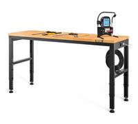 VEVOR Banco de Trabajo de Altura Ajustable 72-97 cm Banco para Taller Escritorio de Tablón de Roble 183 x 64 cm Marco de Acero Mesa de Trabajo Carga de 900 kg para Garajes, Talleres, Oficinas, Hogares