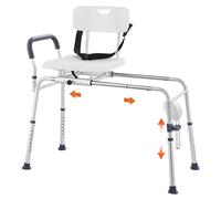 VEVOR Banco de Transferencia Deslizante para Bañera, Altura Ajustable con Asiento Recortado, Respaldo Reversible y Cinturón de Seguridad, para Personas Mayores Discapacitadas, 1050 x 565 x 1020 mm