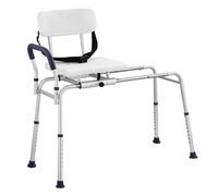 VEVOR Banco de Transferencia Deslizante para Bañera, Altura Ajustable con Asiento Recortado, Respaldo Reversible y Cinturón de Seguridad, para Personas Mayores Discapacitadas, 1050 x 565 x 1020 mm