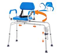 VEVOR - Banco de transferencia deslizante para bañera con asiento giratorio de 360 grados, silla de ducha deslizante con reposabrazos giratorio y asiento acolchado y cinturón de seguridad, silla de ba