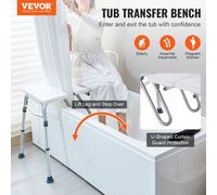 VEVOR Banco de Transferencia para Bañera Altura Ajustable con Protector de Cortina en Forma de U Respaldo Reversible Asiento de Ducha Antideslizante para Personas Mayores Discapacitadas y Lesionadas