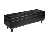 VEVOR Banco Otomano de Piel Sintética con Espacio de Almacenamiento Patas de Madera 415x1305x440 mm Banco para Zapatos para Entrada, Tapizado para Cama, Cojín de Espuma, para Sala de Estar, Negro