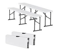 VEVOR Banco Plegable Plástico Portátil de Exteriores 1820 x 280 x 430 mm Blanco