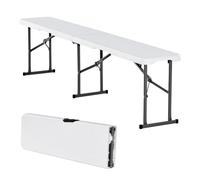 VEVOR Banco Plegable Plástico Portátil Pícnic Blanco 1820 x 280 x 430 mm 2 uds