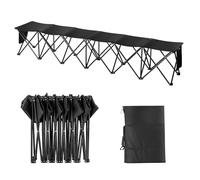 VEVOR Banco Plegable Portátil Lateral Plegable de 6 Asientos para Acampar al Aire Libre con Bolsa de Transporte, Camping, Pesca, Asiento Instantáneo sin Ensamblaje, Negro, 2410 x 450 x 450 mm