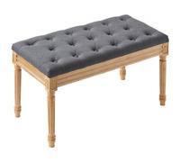 VEVOR Banco Tapizado 80x40x48 cm Banco de Entrada con Cojín Acolchado de Espuma y Patas de Madera de Goma, Reposapiés Acolchado Carga 100 kg, para Comedor, Salón, Dormitorio, Pasillo, Gris