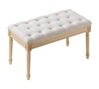 VEVOR Banco Tapizado 80x40x48 cm Banco de Entrada con Cojín Acolchado de Espuma y Patas de Madera de Goma, Reposapiés Acolchado Carga 100 kg, para Comedor, Salón, Dormitorio, Pasillo, Beige