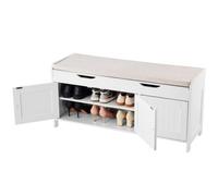 VEVOR Banco Zapatero 1050 x 350 x 503 mm Zapatero con Cojín de Asiento Capacidad de Carga 113,4 kg Organizador de Zapatos con 3 Gabinetes para Entrada de Puerta, Pasillo, Sala de Estar, Dormitorio