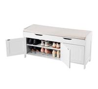 VEVOR Banco Zapatero 1050 x 350 x 503 mm Zapatero con Cojín de Asiento Capacidad de Carga 113,4 kg Organizador de Zapatos con 3 Gabinetes para Entrada de Puerta, Pasillo, Sala de Estar, Dormitorio
