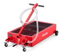 VEVOR Bandeja de Drenaje de Aceite de Perfil Bajo, Capacidad 75,7 L, con Ruedas y Bomba Manual, Manguera de 2,2 m y Asa Plegable en T, Resistente a la Corrosión, para Coches, SUV, Camiones, Rojo