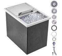VEVOR Bandeja de Hielo Empotrada 26,7 L 456x304x371 mm Caja de Hielo Aislada con Tapa de Acero Inoxidable Conservador de Cubitos de Hielo para Bebidas Cervezas Frías Cocina al Aire Libre Bar Hogar
