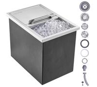 VEVOR Bandeja de Hielo Empotrada 26,7 L 456x304x371 mm Caja de Hielo Aislada con Tapa de Acero Inoxidable Conservador de Cubitos de Hielo para Bebidas Cervezas Frías Cocina al Aire Libre Bar Hogar