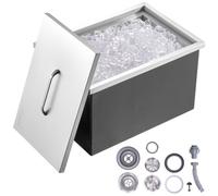 VEVOR Bandeja de Hielo Empotrada 43,5 L 558x430x306 mm Caja de Hielo Aislada con Tapa de Acero Inoxidable Conservador de Cubitos de Hielo para Bebidas Cervezas Frías Cocina al Aire Libre Bar Hogar