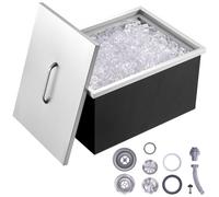 VEVOR Bandeja de Hielo Empotrada 55,23 L 508x355x308 mm Caja de Hielo Aislada con Tapa de Acero Inoxidable Conservador de Cubitos de Hielo para Bebidas Cervezas Frías Cocina al Aire Libre Bar Hogar