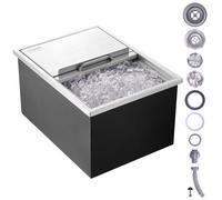 VEVOR Bandeja de Hielo Empotrada 55,23 L 608x457x333 mm Caja de Hielo Aislada con Tapa de Acero Inoxidable Conservador de Cubitos de Hielo para Bebidas Cervezas Frías Cocina al Aire Libre Bar Hogar