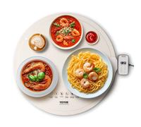 VEVOR Bandeja Eléctrica para Calentar Alimentos para Bufé, Silicona Enrollable y Portátil con 4 Configuraciones de Temperatura Ajustables, Apagado Automático y Bloqueo para Niños, φ 600 x 14,5 mm