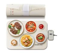 VEVOR Bandeja Eléctrica para Calentar Alimentos para Bufé, Silicona Enrollable y Portátil con 4 Configuraciones de Temperatura Ajustables, Apagado Automático y Bloqueo para Niños, 500 x 350 x 14,5 mm