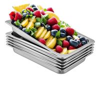 VEVOR Bandeja rectangular de acero Inoxi 50x30x5CM 6 uds. Bandeja Honda para Servir