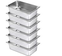 VEVOR Bandeja Rectangular de Acero Inoxidable, 50 x 30 x 15 CM, 6 Unidades Bandeja Honda Rectangular para Servir, Bandeja Profunda para Horno, Bandeja de Acero Inoxidable, Bandeja para Arroz al Vapor